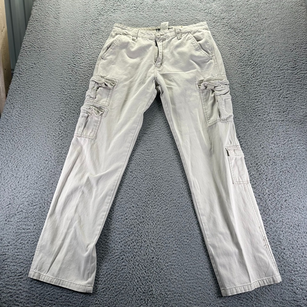 Iron Co. Pant Mens 33x34 White Cotton Cargo Straight Leg Utility Workwear
